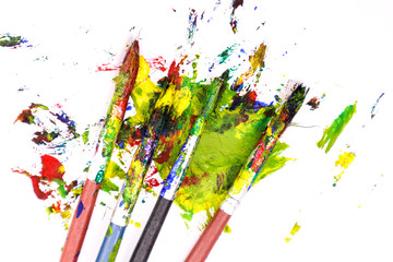 Colorful Paint Brushes with the Colors