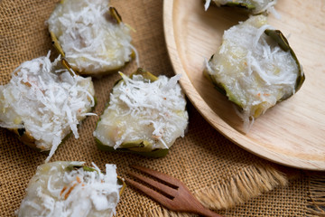 Banana steamed pastry with coconut Thai dessert