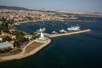 Tuzla, İstanbul, Türkiye - 25 Ağustos 2013; Tuzla beach, ITU Faculty of Maritime Navigation...
