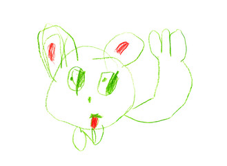 Cat pattern child 4-5 years colored pencils isolated