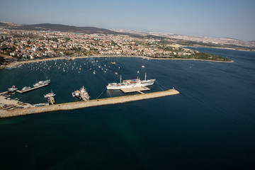 Tuzla, İstanbul, Türkiye - 25 Ağustos 2013; Tuzla beach, ITU Faculty of Maritime Navigation...