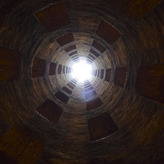 St. Patrick's well, Orvieto, Italy. Historic well. Great engineering work, carried out in 1547. bottom view