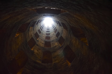 St. Patrick's well, Orvieto, Italy. Historic well. Great engineering work, carried out in 1547. bottom view