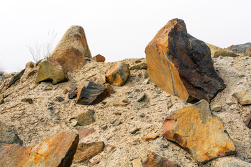 Granite quarry. texture of stones  in mining.