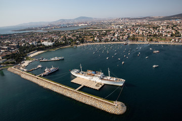 Tuzla, İstanbul, Türkiye - 25 Ağustos 2013; Tuzla beach, ITU Faculty of Maritime Navigation...
