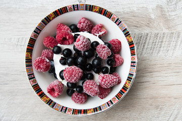 Tasty and delicious ice cream with berries