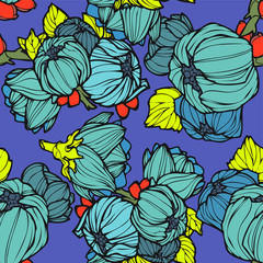 Seamless pattern with poppy, Peonies or roses flowers