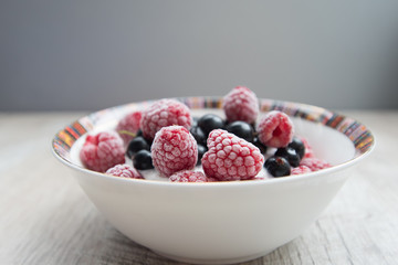 Tasty and delicious ice cream with berries