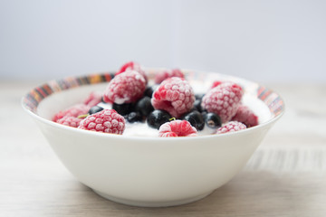 Tasty and delicious ice cream with berries