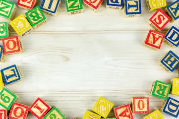 Decoration of alphabet letters with copy space. Pre School, back to school and kindergarten concept. © mrfiza