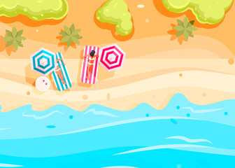 Naklejka premium People swim and sunbathe. 