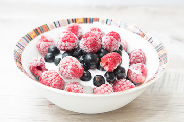Tasty and delicious ice cream with berries