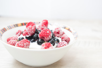 Tasty and delicious ice cream with berries