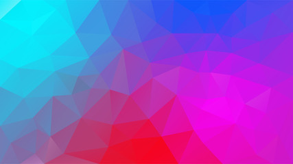 vector abstract irregular polygonal background - triangle low poly pattern - neon blue cyan pink magenta red purple violet color