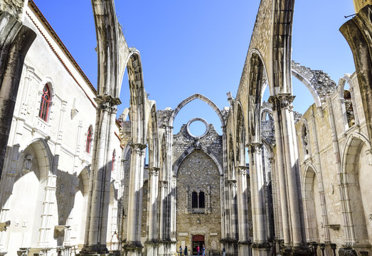lisbon, interior of the famous convent do carmo