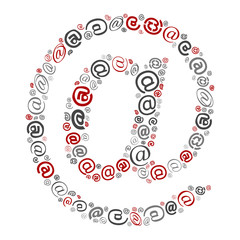 Vector conceptual red, gray and black playful funny education font made of symbol collection or group on character shapes isolated on white background. A modern art alphabet learning element design