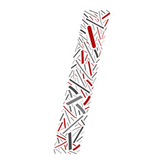 Vector conceptual red, gray and black playful funny education font made of symbol collection or group on character shapes isolated on white background. A modern art alphabet learning element design