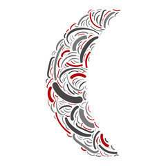 Vector conceptual red, gray and black playful funny education font made of symbol collection or group on character shapes isolated on white background. A modern art alphabet learning element design