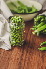 green peas  Close up - ripe green peas (harvest). food background