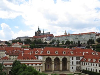 Obraz premium Panorama of Prague Old Historical Castle During Day, Hradcany, Czech Republic