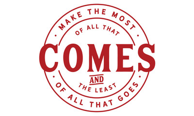 Make the most of all that comes and the least of all that goes.
