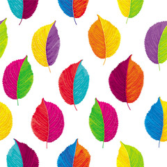 Obraz premium Colorful leaves vector seamless background