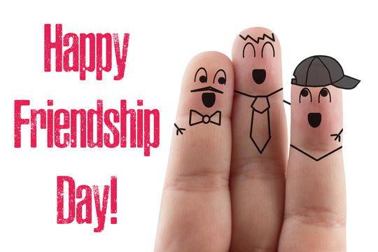 fingers Friend isolated white background. Happy international friendship day.