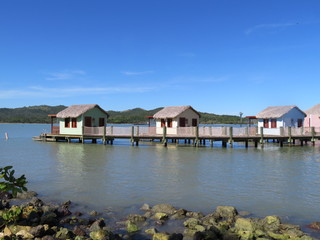 Cabanas on the water in Amber Cove cruise port in Puerto Plata, Dominican Republic