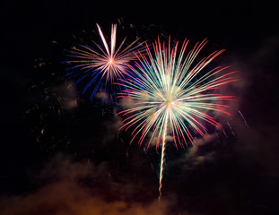 Abstract colored firework background used for overlay new year festival