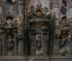 Ancient Ellora rock carved Buddhist temple, Aurangabad, Maharashtra, India