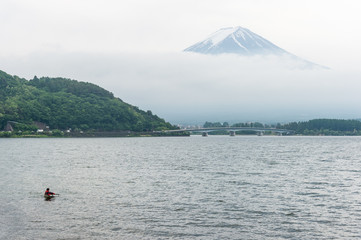 Lake Kawaguchi and Foji mountain in Japan