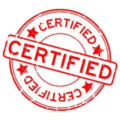 Grunge red certified word round rubber seal stamp on white background