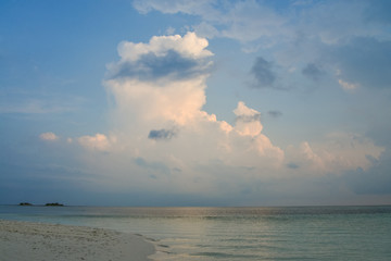 Blue sky background with clouds on sunrise