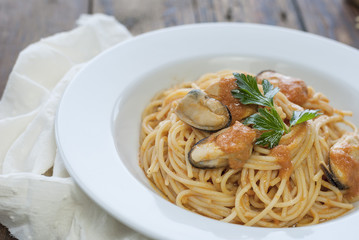 spaghetti with mussel