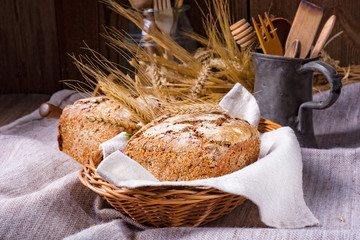 a delicious homemade wholemeal rye bread from sourdough