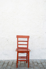 Fototapeta na wymiar Red Vintage wooden chair