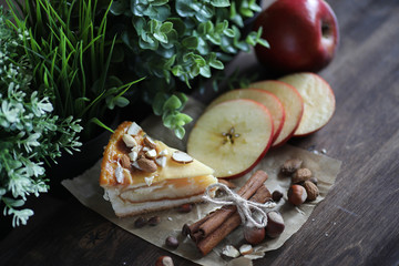 Delicious pastry with cinnamon and fruit