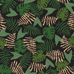 Plakat Tropical background with palm leaves. Seamless floral pattern. Summer vector illustration