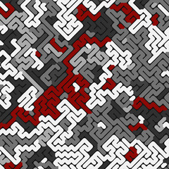 Abstract pattern. Labyrinth concept. Futuristic composition background of colored shapes. 3D rendering
