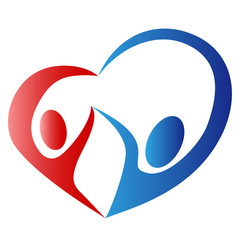 abstract people love heart logo