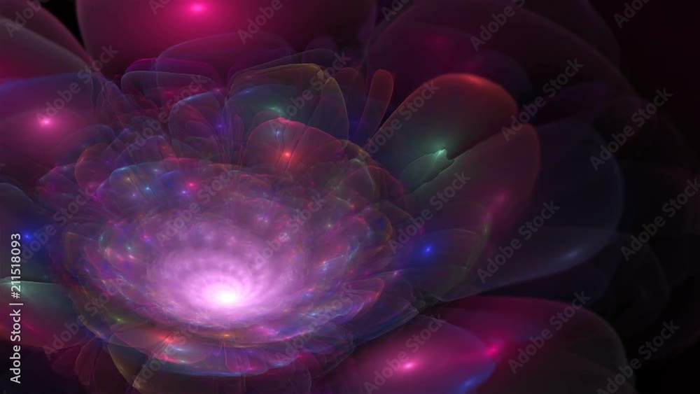 Poster abstract colorful loopable fractal flower in violet color
