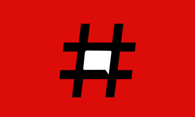 # Trending Hashtag with chat box. Speech bubble in hashtag. Vector Illustration