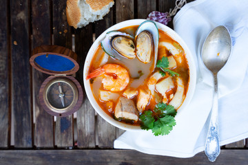 Bouillabaisse french seafood soup