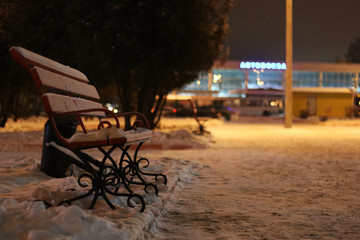 Fototapeta na wymiar bench Winter Night