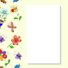 Mobilechildren's frame on a blue zhultofone. seamless flower pattern. banner