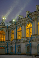 Fototapeta na wymiar Smolny Convent with night illumination in St. Petersburg, Russia.