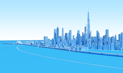 abstract border region of the cityscape in blue tones