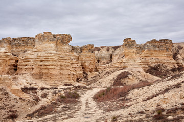 Landscape of Castle Rock Badlands in Kansas