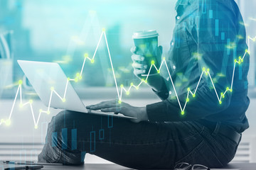 business chart and bussinessman