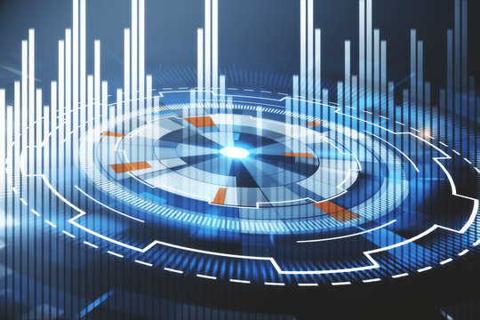 digital button and forex chart